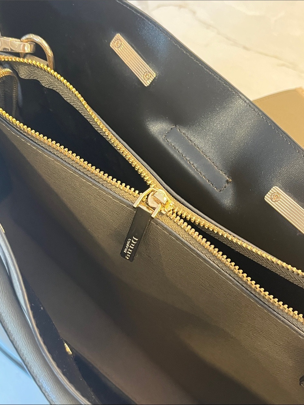 Dune London Olive Green Saffiano Satchel with Detachable Strap - Picture 11 of 11